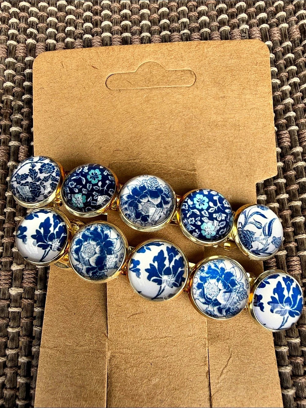 Delft Inspired Blue & White Floral Hair Clips